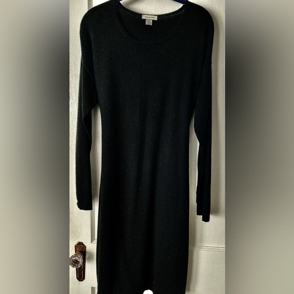 Garnet Hill Classic Black Long Sleeve Sweater Dress